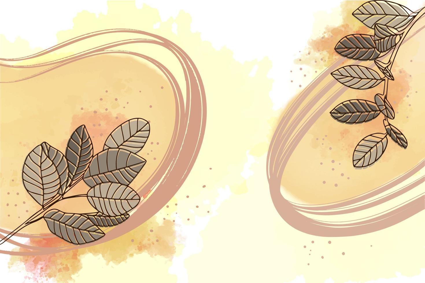 Background with leaves, watercolor in pastel colors vector