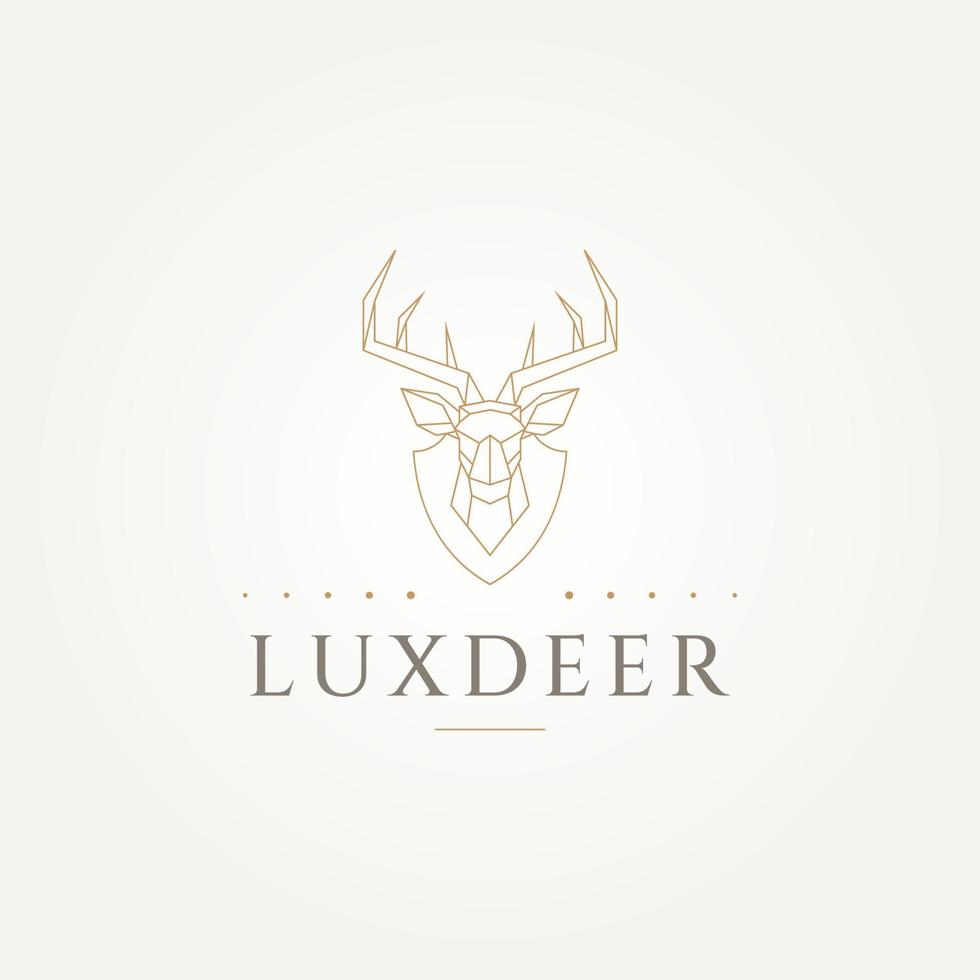 polygonal luxurious deer head line art icon logo template vector illustration design. premium geometric polygonal triangle of deer antler head face logo concept