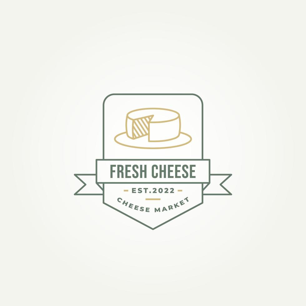 minimalist cheese line art badge logo template vector illustration design