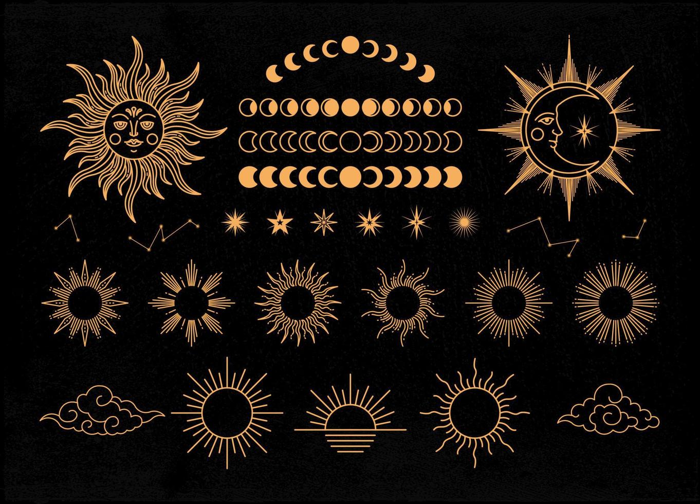 Sun, moon and star mystical or celestial illustration vector