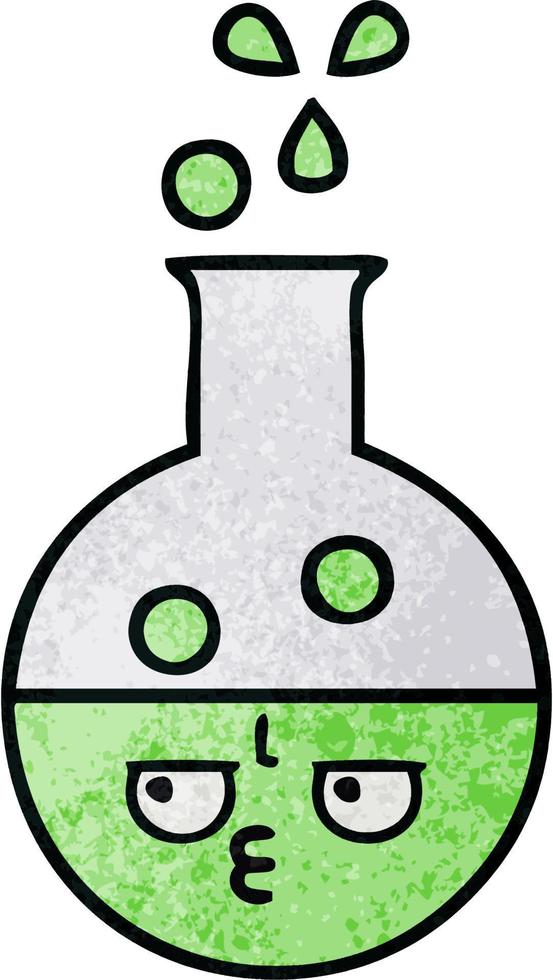 retro grunge texture cartoon test tube vector
