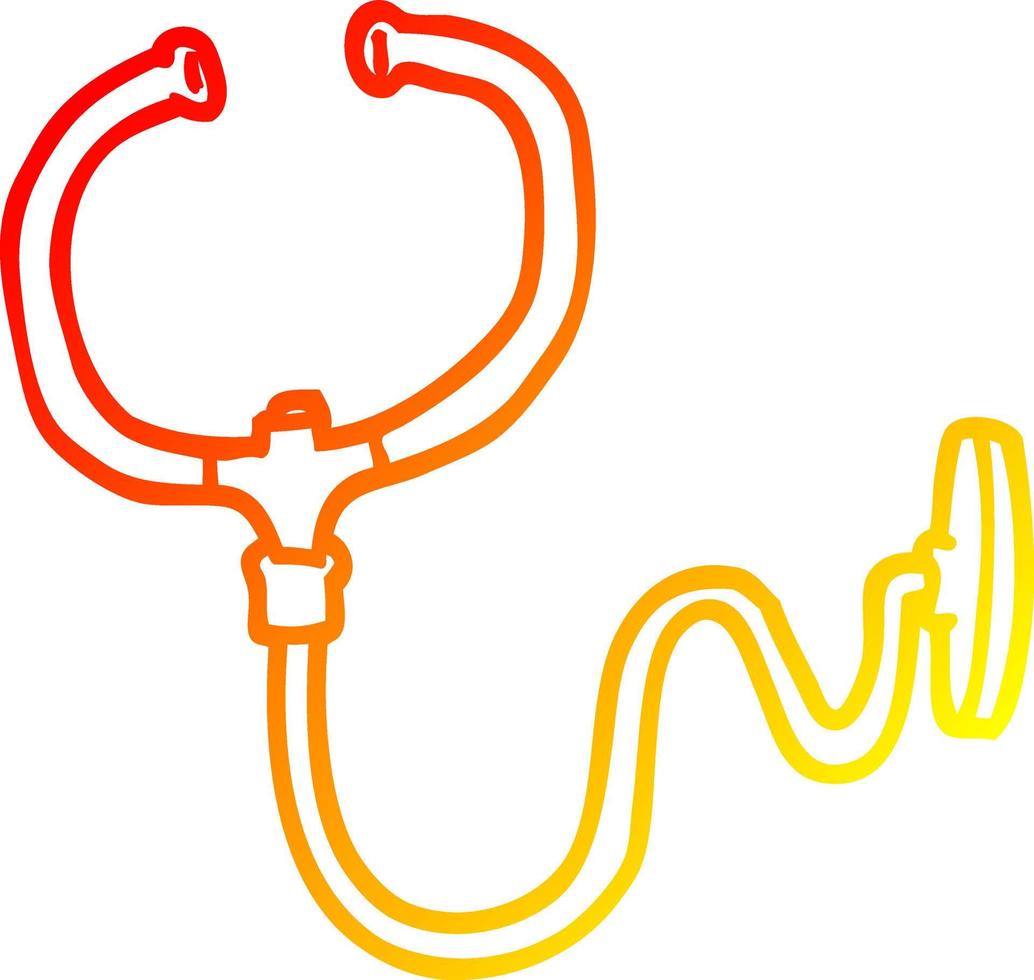 warm gradient line drawing cartoon stethoscope vector