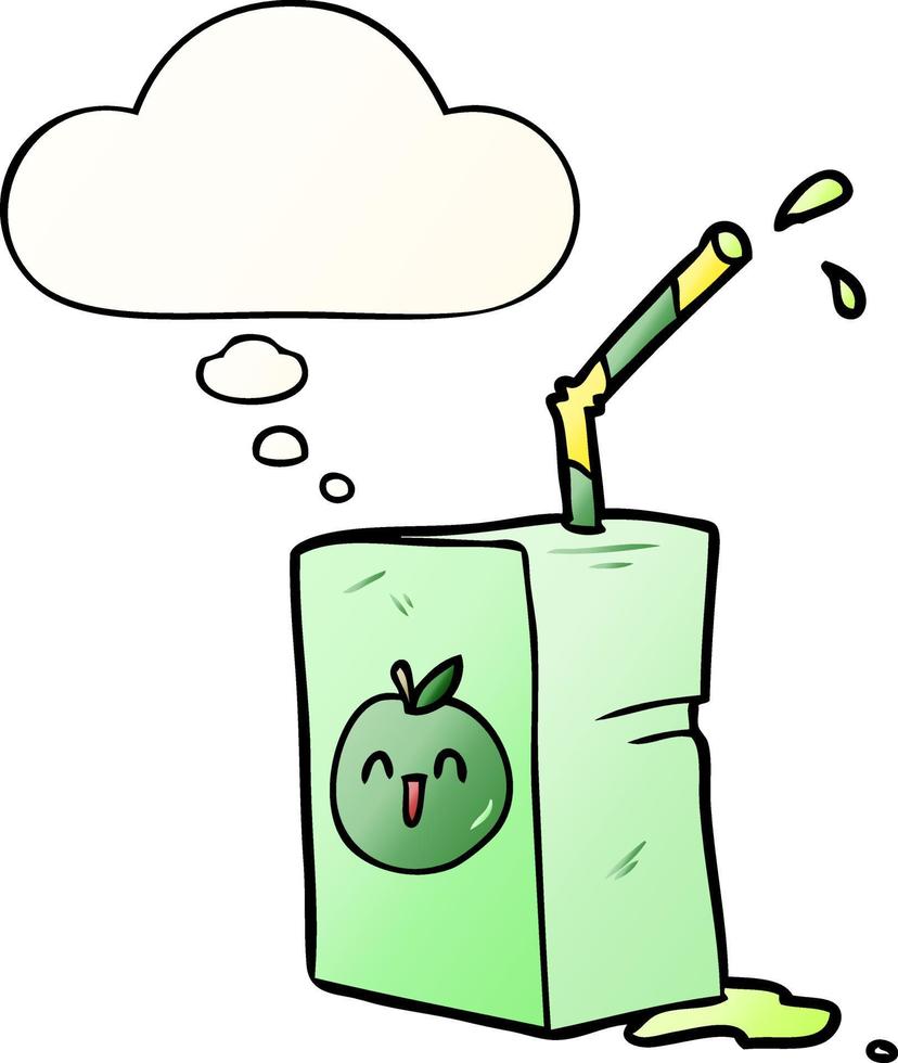 cartoon juice box and thought bubble in smooth gradient style vector