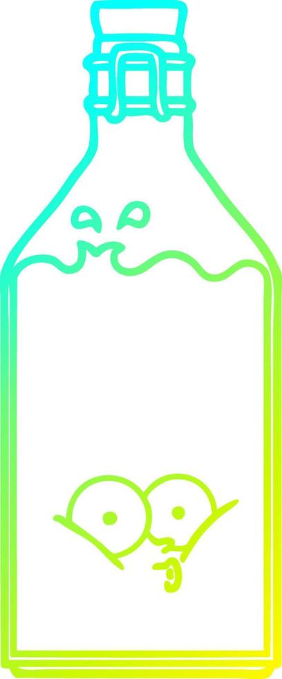 cold gradient line drawing cartoon old bottle vector