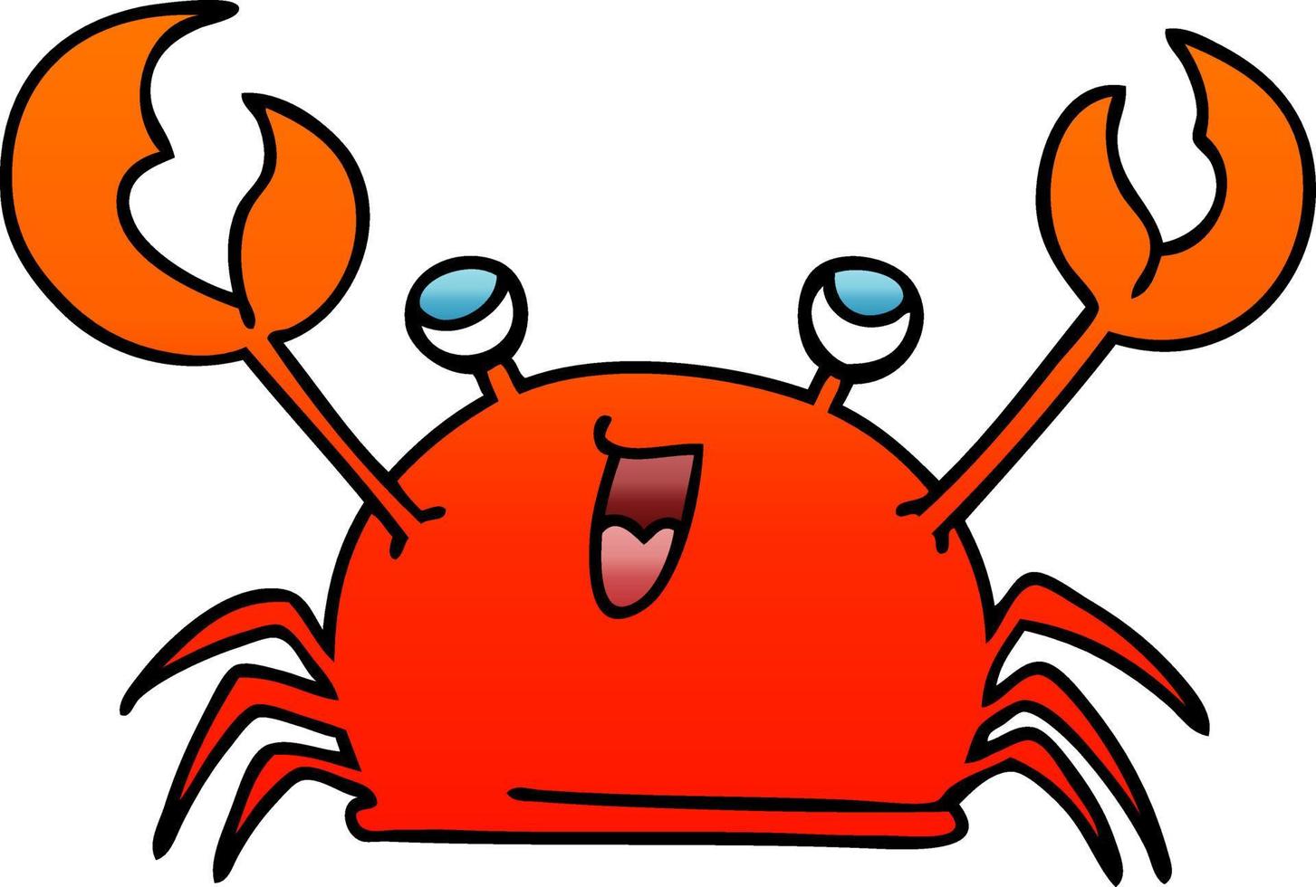 quirky gradient shaded cartoon happy crab vector