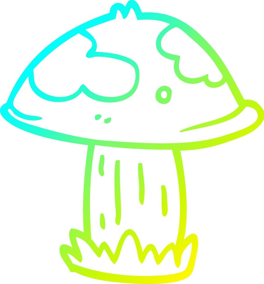 cold gradient line drawing cartoon poisonous toadstool vector