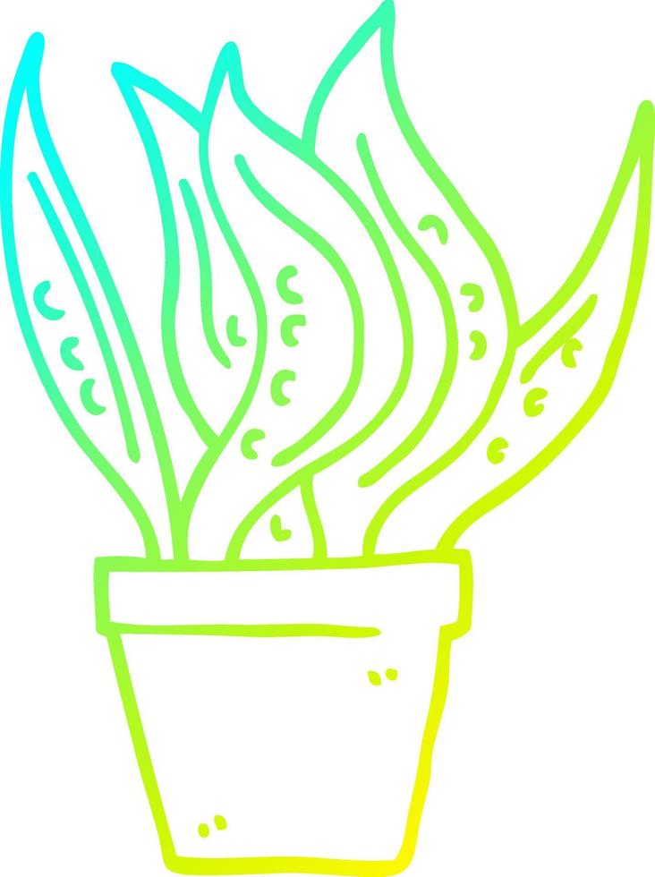 cold gradient line drawing cartoon house plant vector