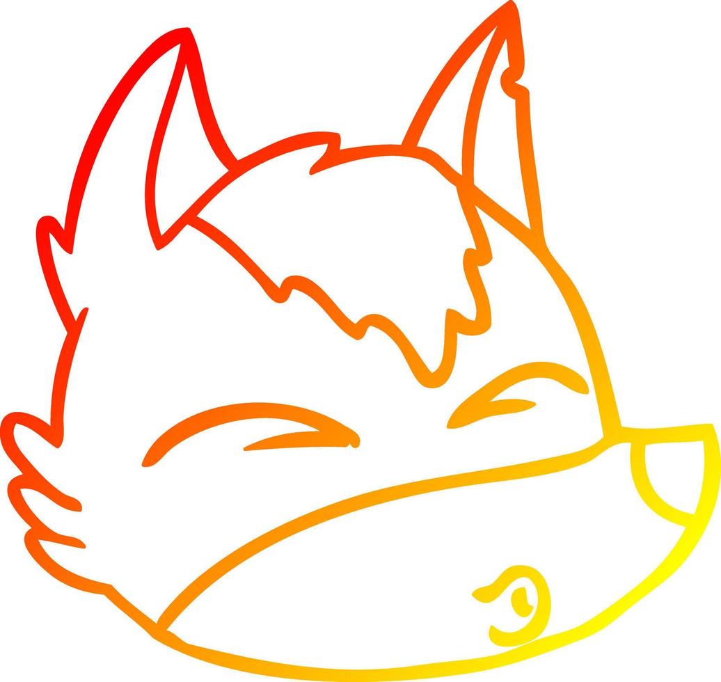 warm gradient line drawing cartoon wolf face whistling vector