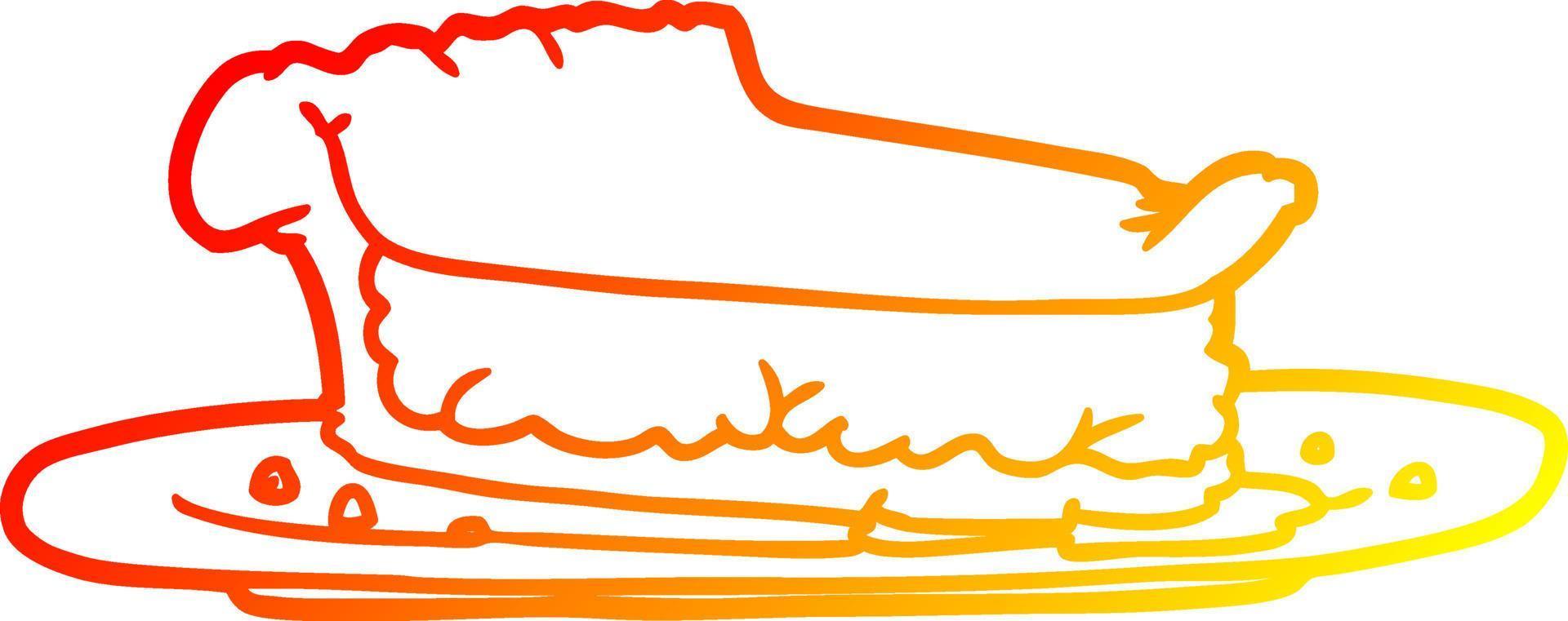 warm gradient line drawing Cartoon meat pie vector