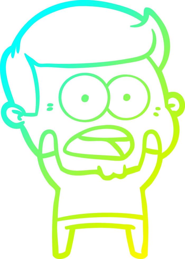 cold gradient line drawing cartoon shocked man vector