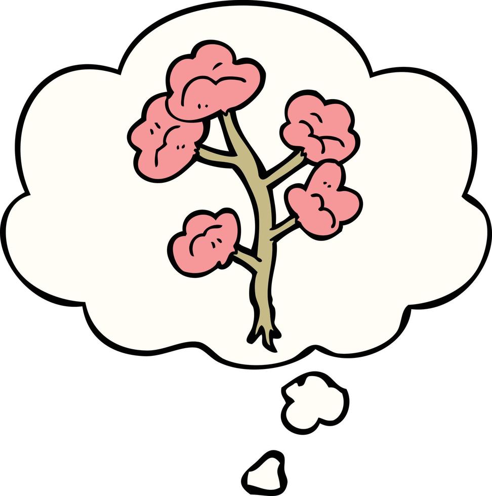 cartoon flowers and thought bubble vector