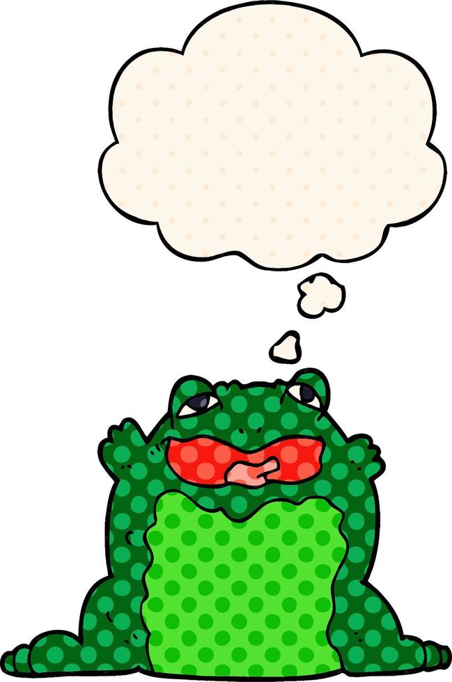 cartoon toad and thought bubble in comic book style vector