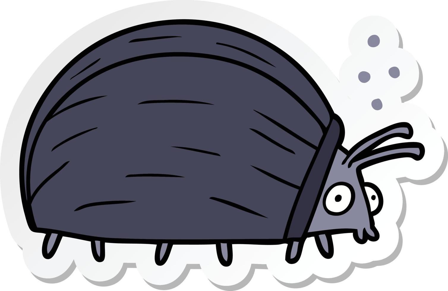 sticker of a huge cartoon bug vector