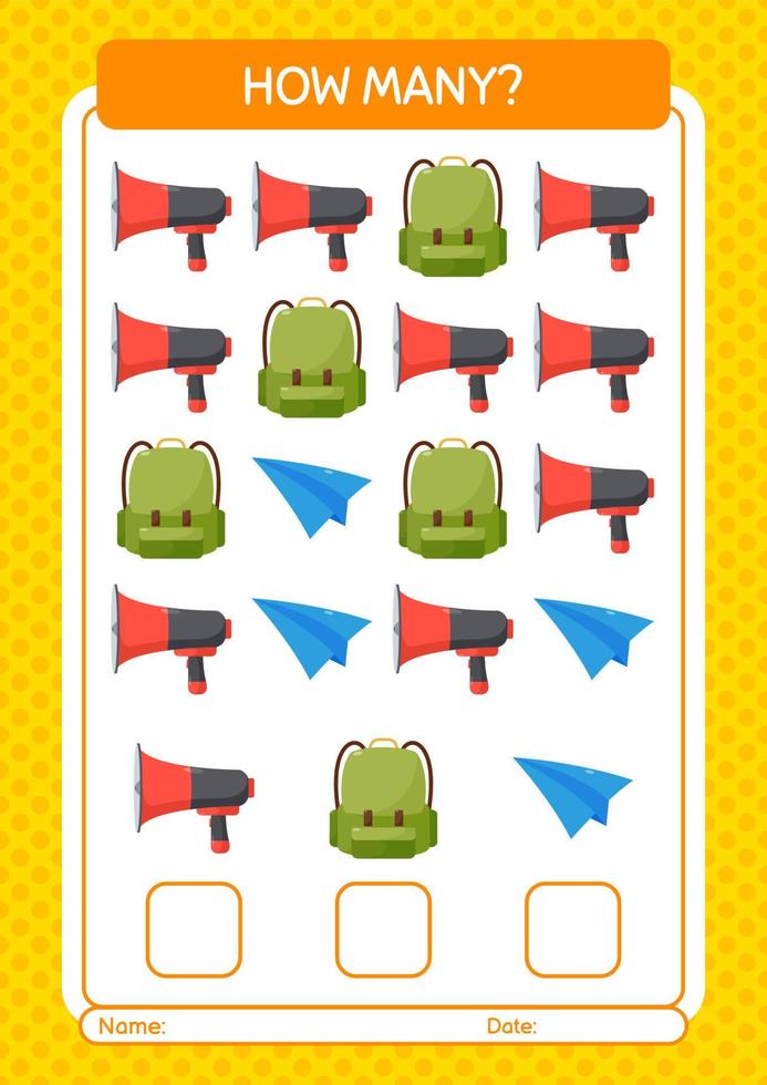 How many counting game with summer icon. worksheet for preschool kids, kids activity sheet vector