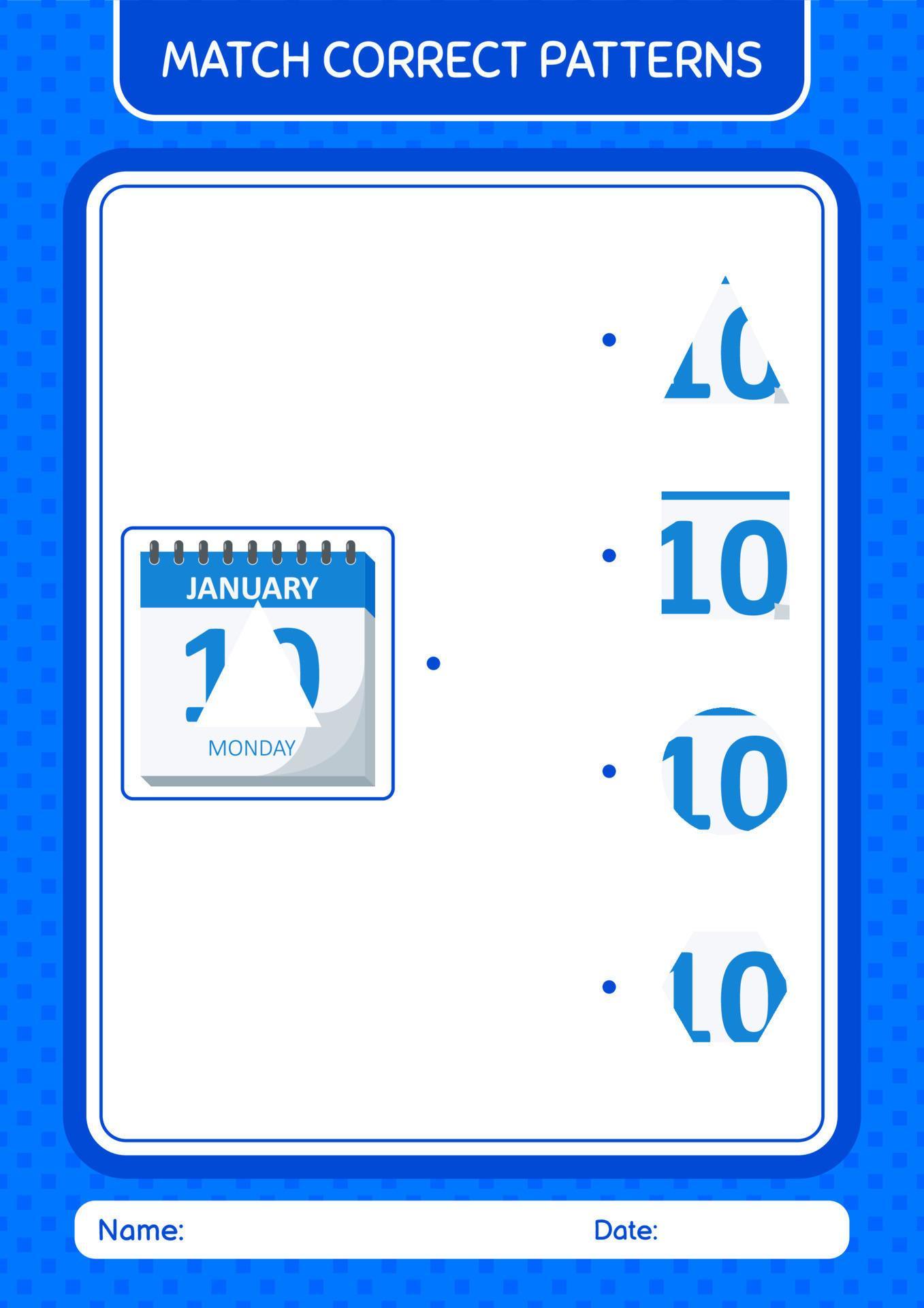 Match Pattern Game With Calendar Worksheet For Preschool Kids Kids match-pattern-game-with-calendar-worksheet-for-preschool-kids-kids