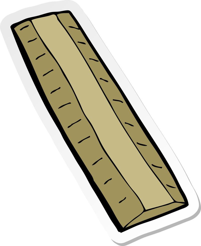 sticker of a cartoon wooden ruler vector