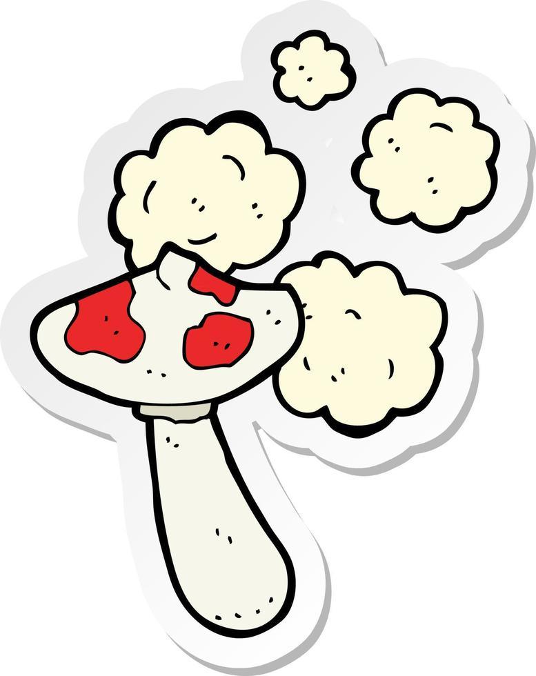 sticker of a cartoon toadstool mushroom vector