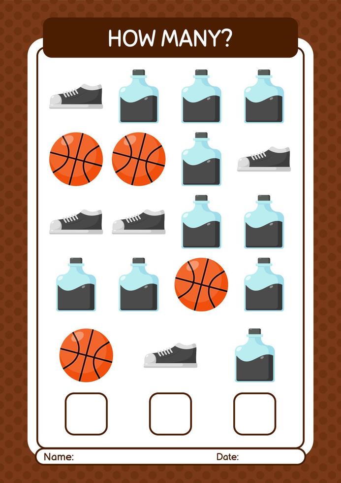How many counting game with summer icon. worksheet for preschool kids, kids activity sheet vector