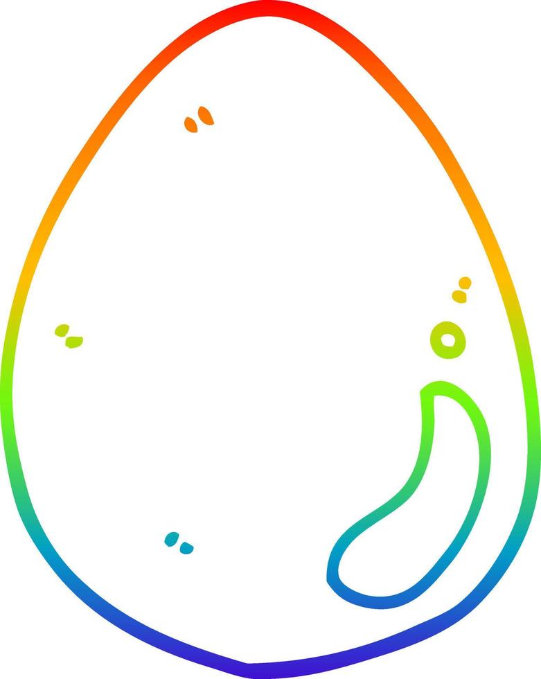 huevo de dibujos animados de dibujo de línea de gradiente de arco iris vector