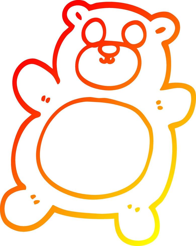 dibujo de línea de gradiente cálido oso de peluche de dibujos animados vector