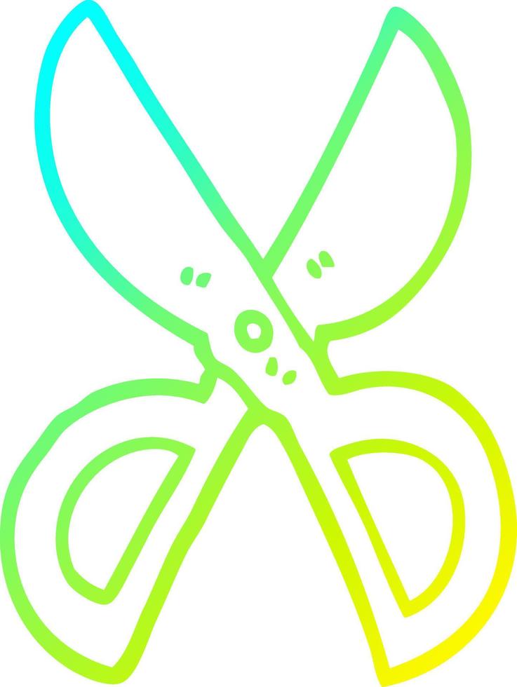 cold gradient line drawing cartoon open scissors vector