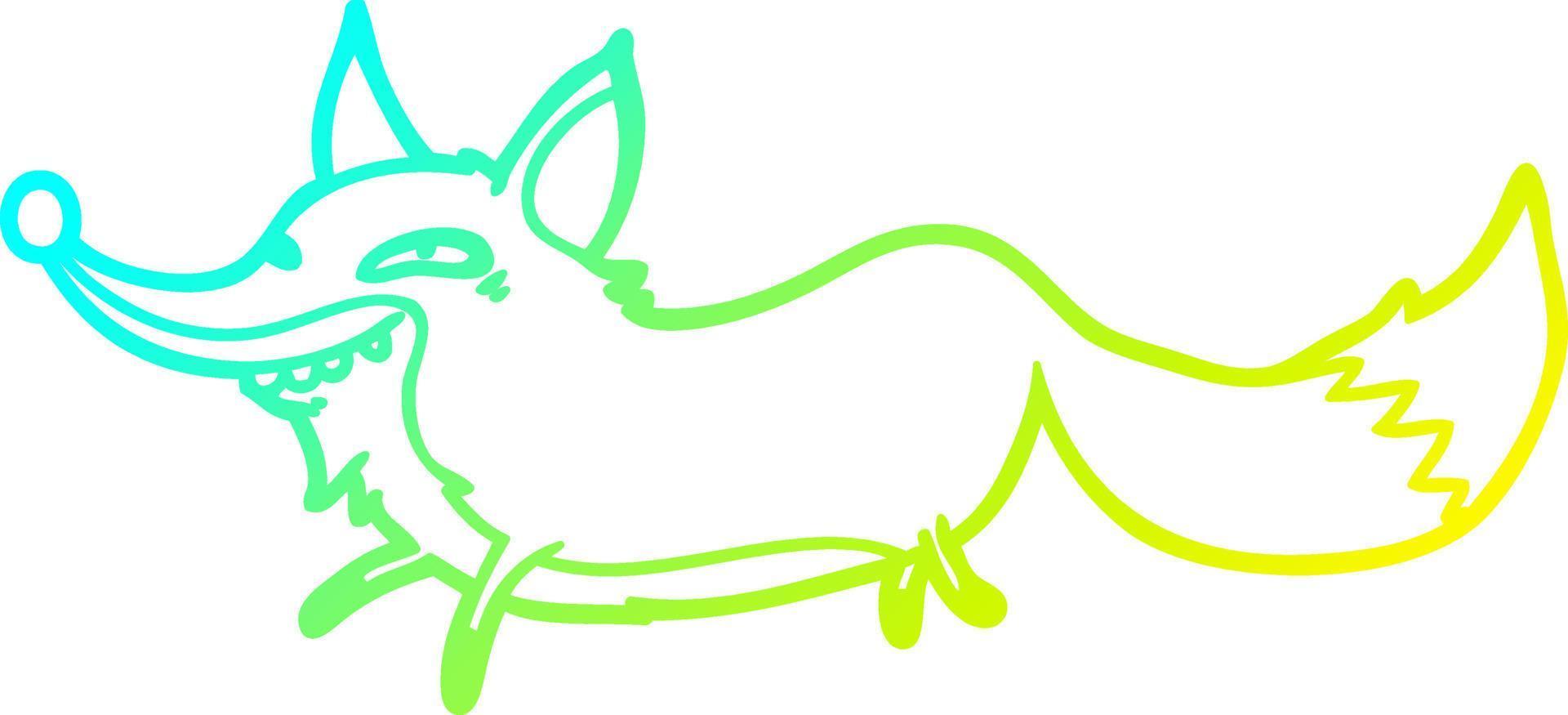 cold gradient line drawing cute cartoon sly fox vector