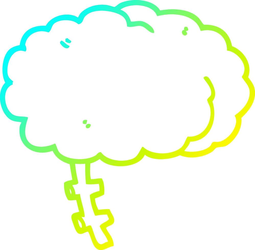 cold gradient line drawing cartoon brain vector