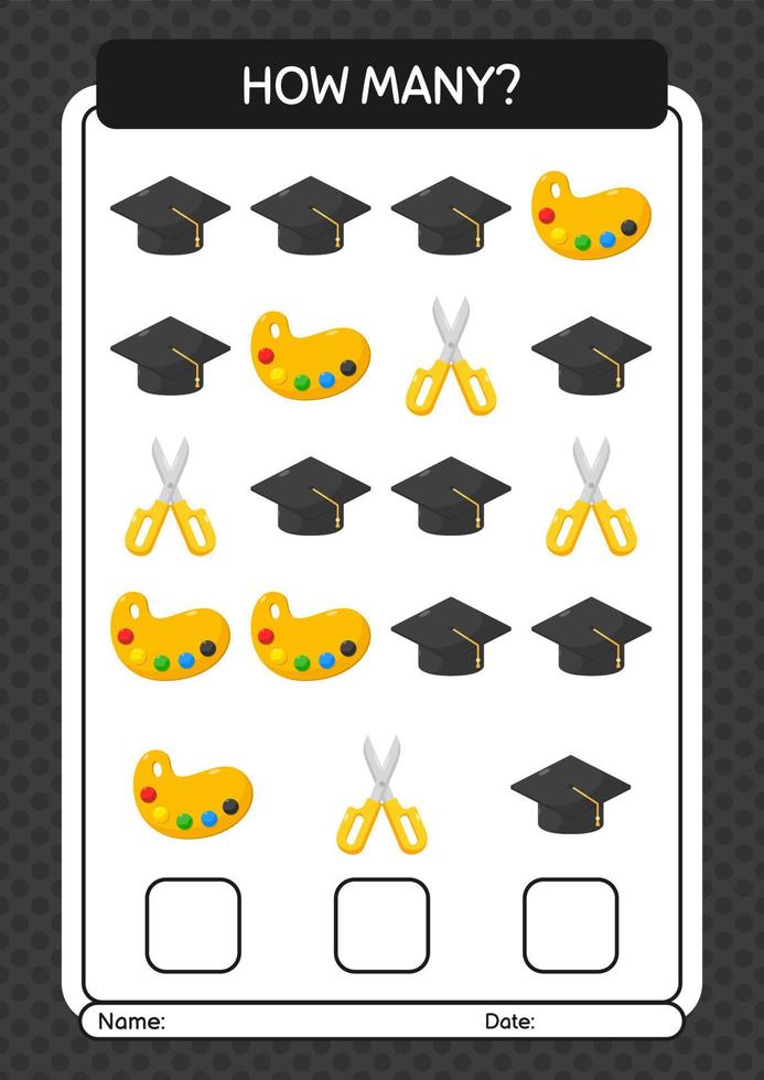 How many counting game with summer icon. worksheet for preschool kids, kids activity sheet vector
