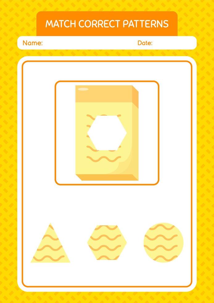 Match pattern game with note. worksheet for preschool kids, kids activity sheet vector
