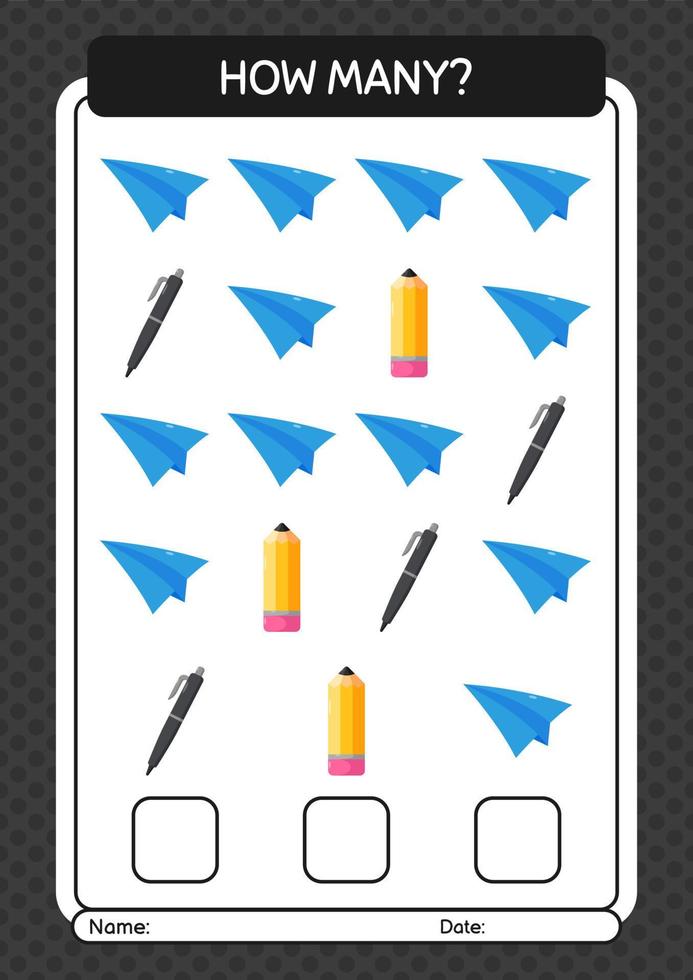 How many counting game with summer icon. worksheet for preschool kids, kids activity sheet vector