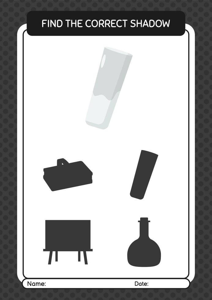 Find the correct shadows game with chalk. worksheet for preschool kids, kids activity sheet vector