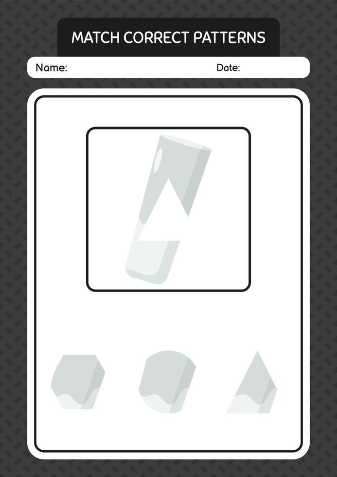 Match pattern game with chalk. worksheet for preschool kids, kids activity sheet vector