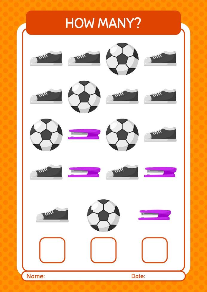 How many counting game with summer icon. worksheet for preschool kids, kids activity sheet vector