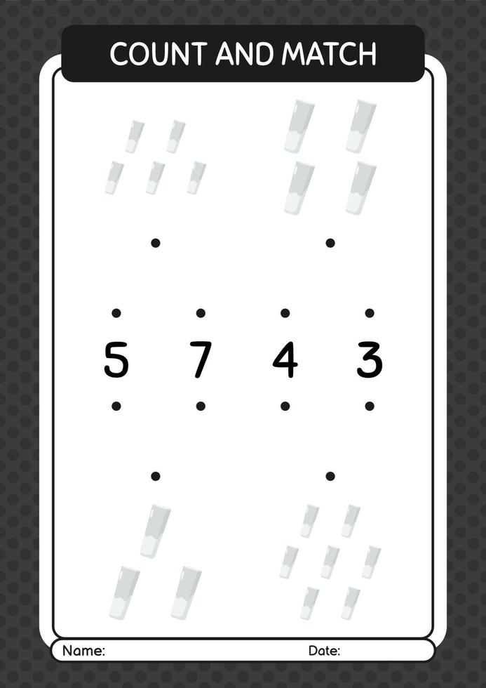 Count and match game with chalk. worksheet for preschool kids, kids activity sheet vector