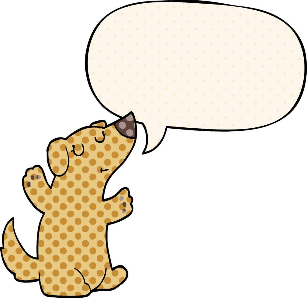 cartoon dog and speech bubble in comic book style vector