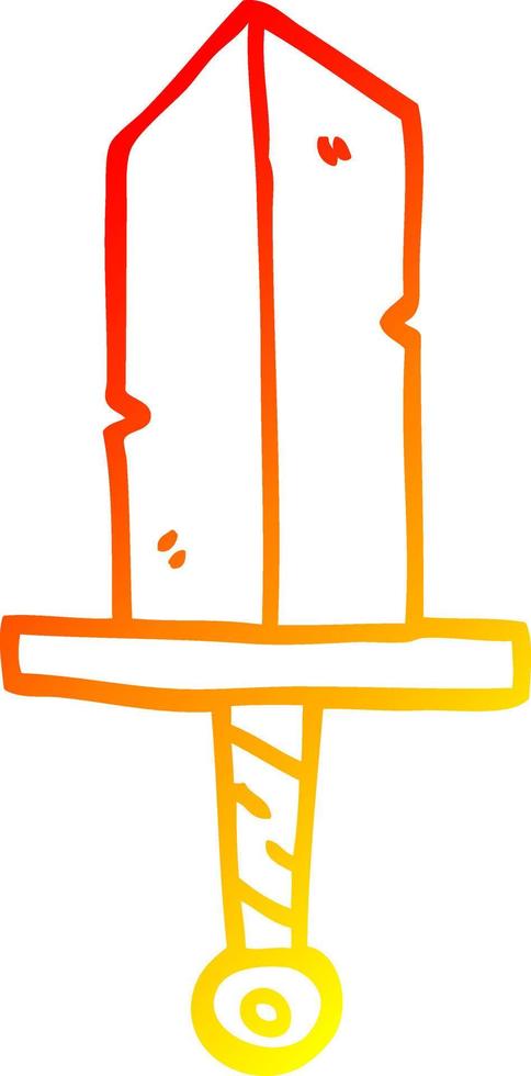 warm gradient line drawing cartoon dagger vector