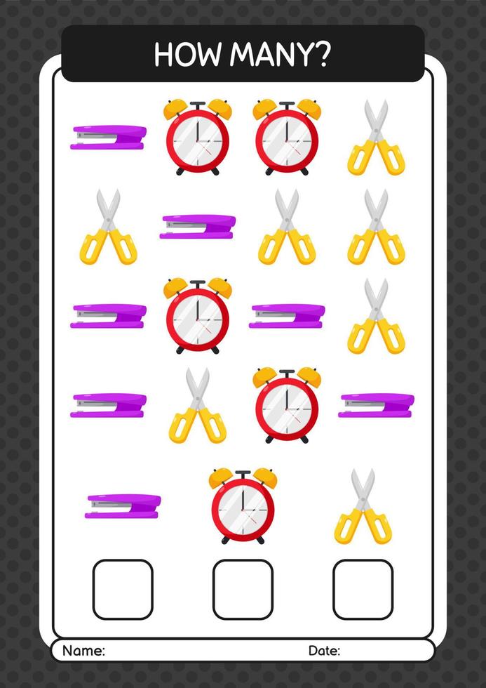 How many counting game with summer icon. worksheet for preschool kids, kids activity sheet vector