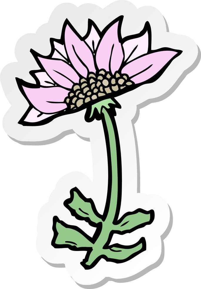 sticker of a cartoon flower vector