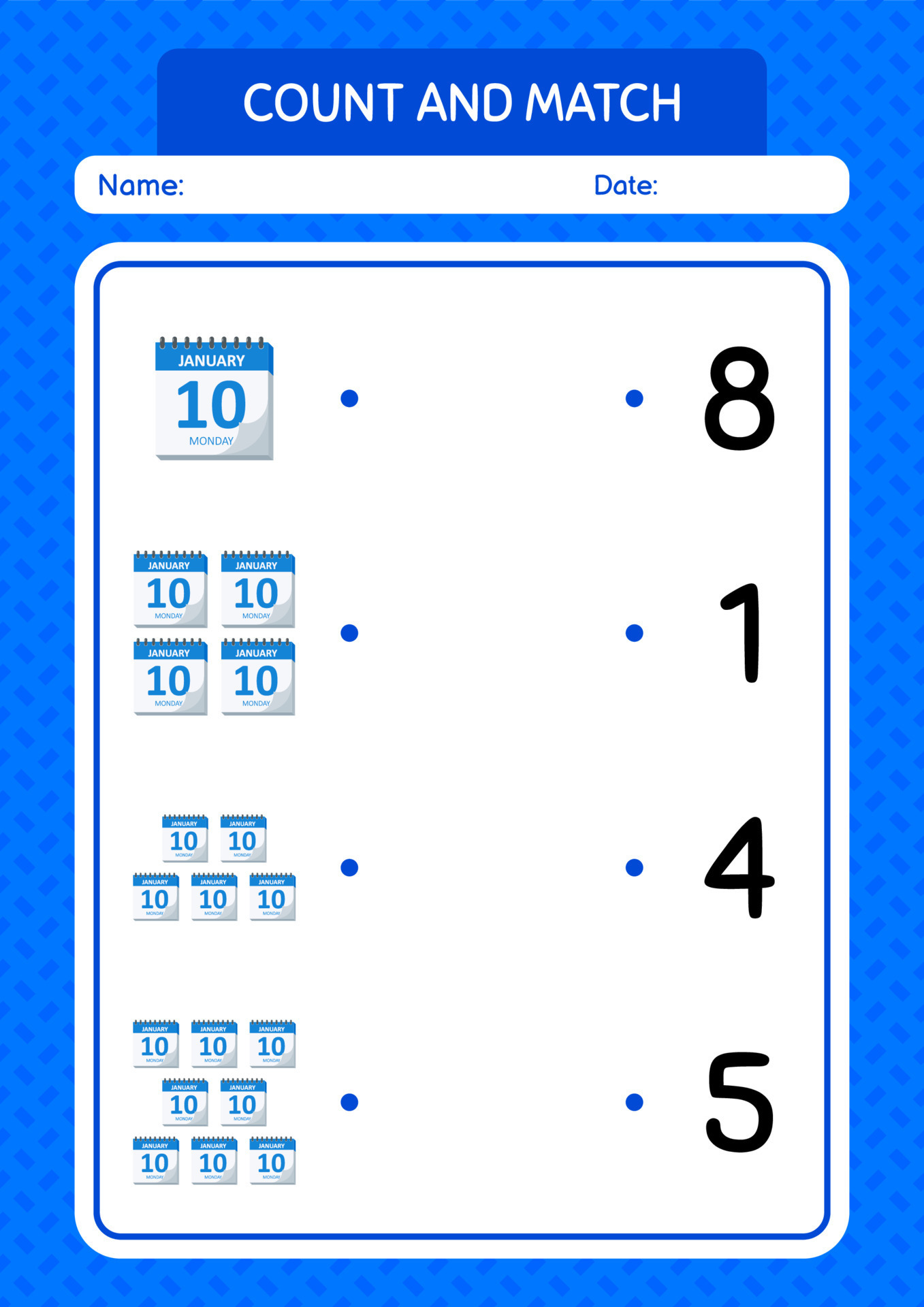 Printable Calendar Worksheet Works