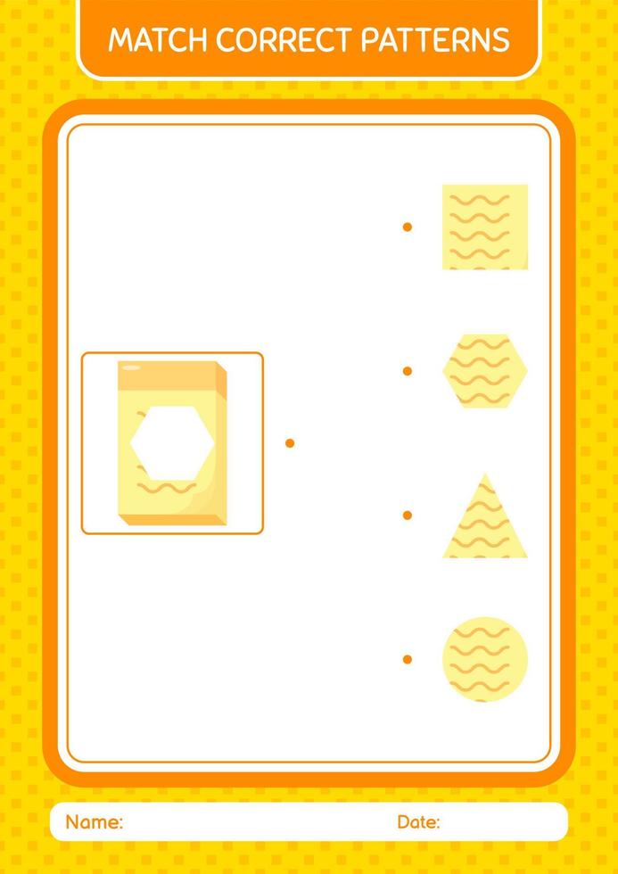 Match pattern game with note. worksheet for preschool kids, kids activity sheet vector