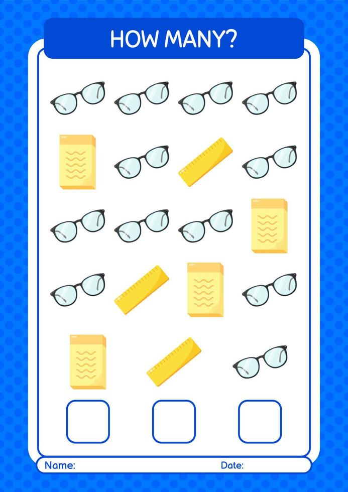 How many counting game with summer icon. worksheet for preschool kids, kids activity sheet vector