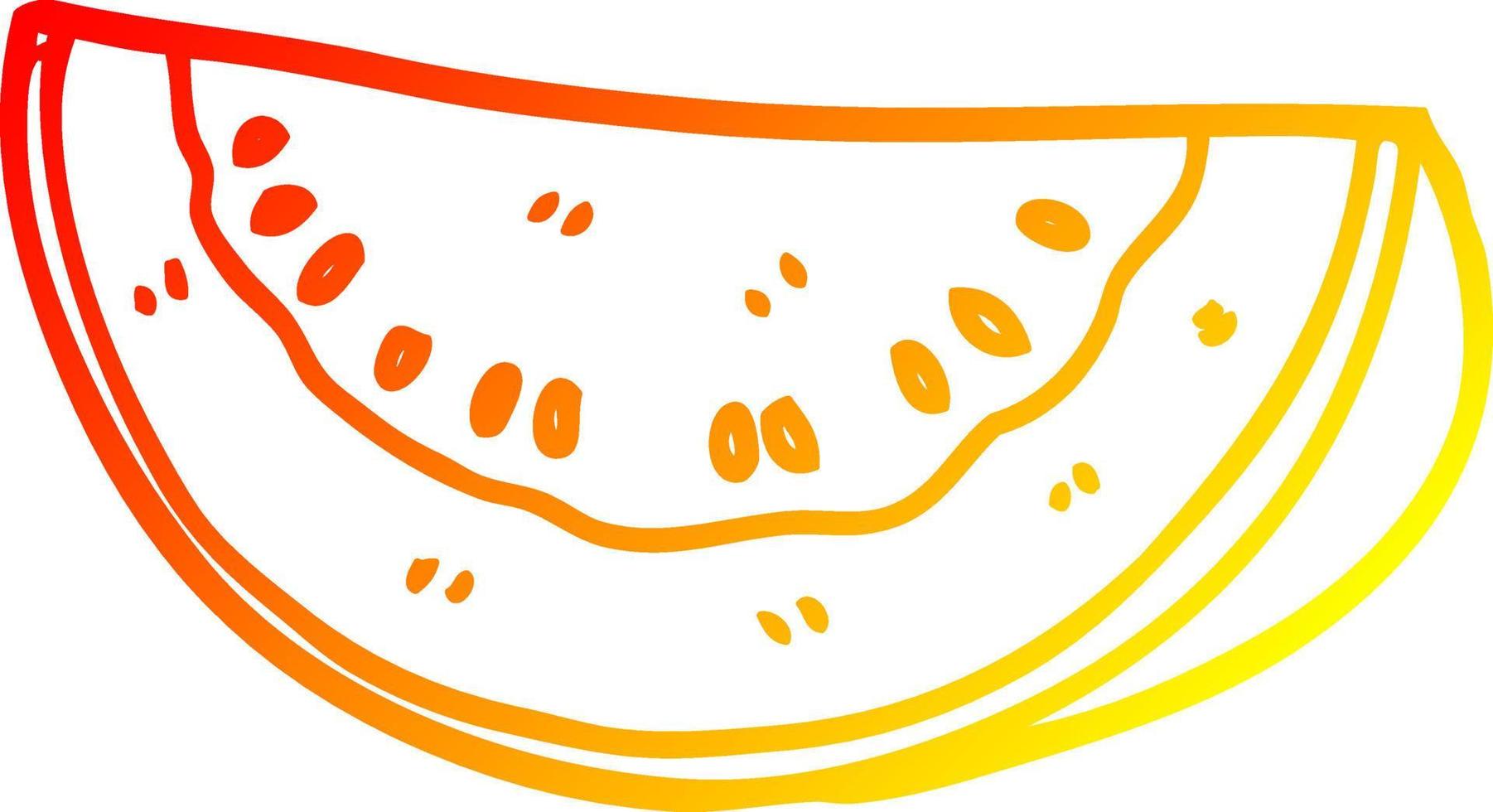 warm gradient line drawing cartoon watermelon vector