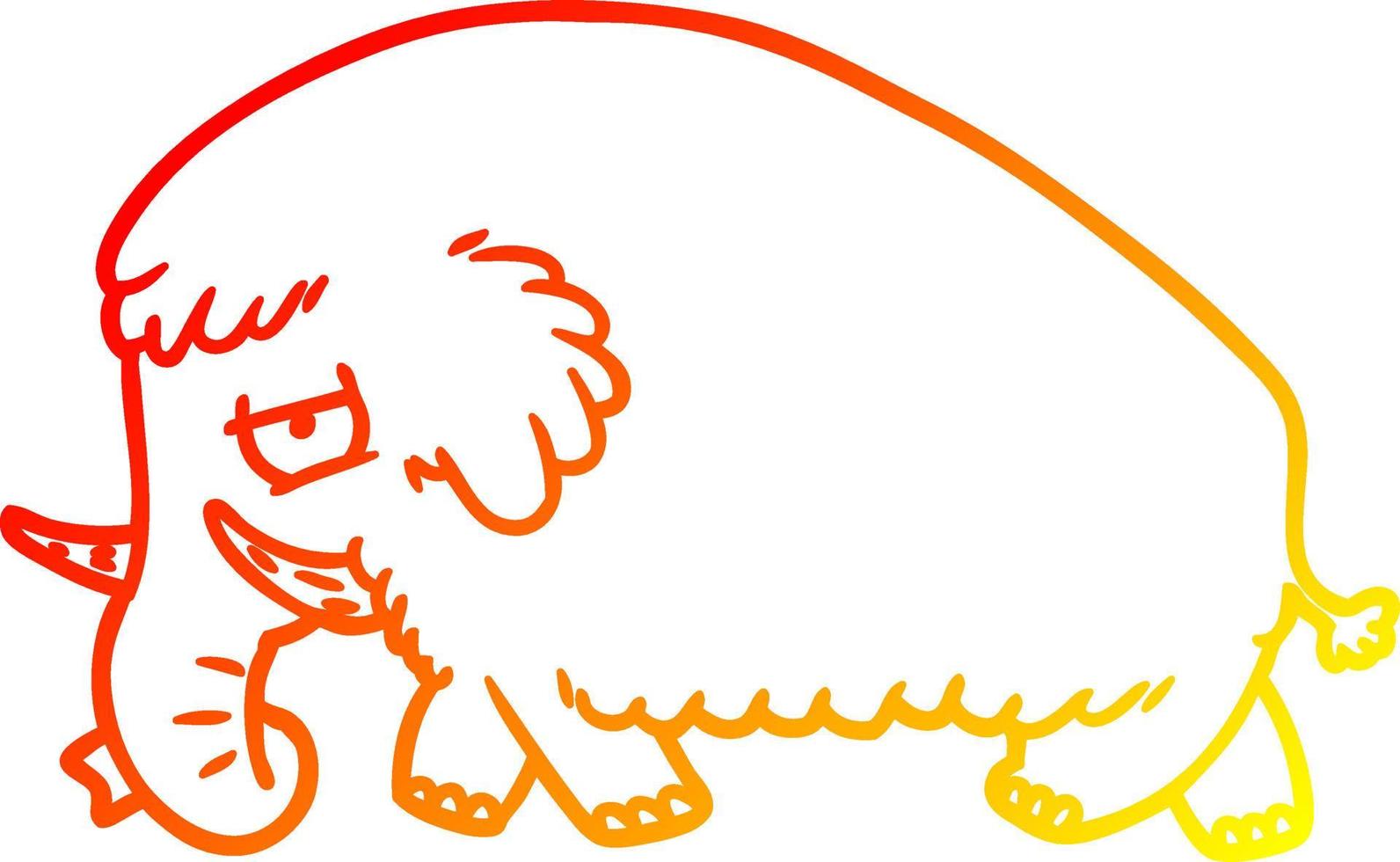 warm gradient line drawing cartoon mammoth vector