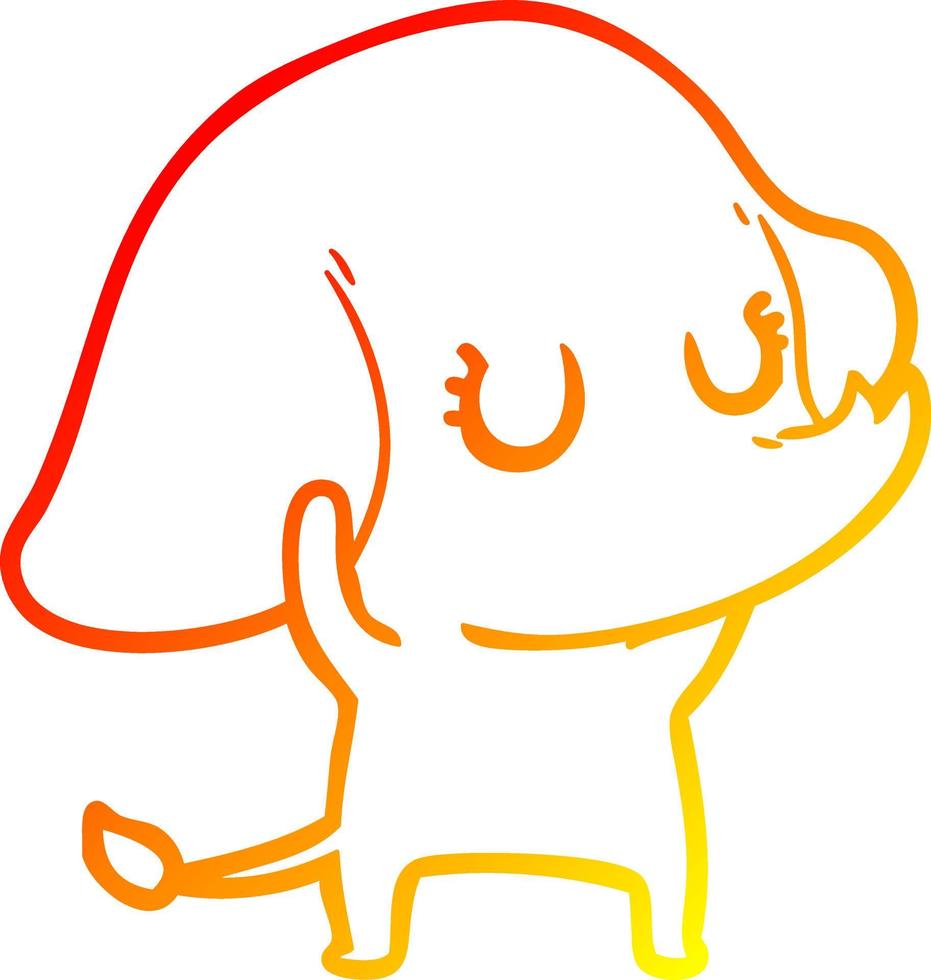 warm gradient line drawing cute cartoon elephant vector