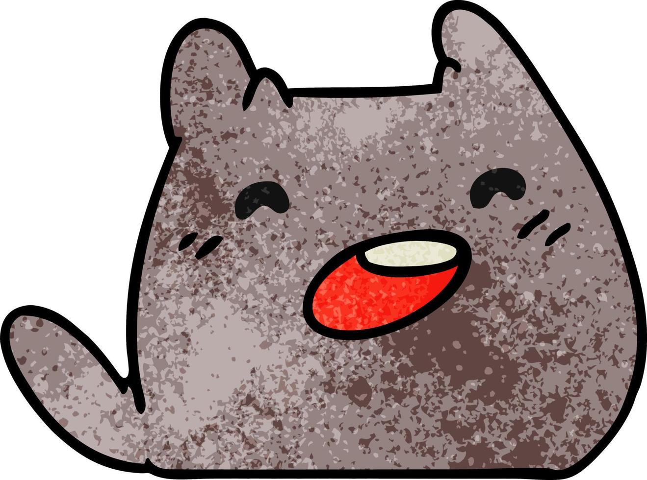 textured cartoon of a kawaii cat vector