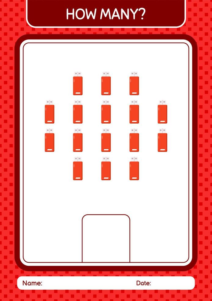 How many counting game with flashdisk. worksheet for preschool kids, kids activity sheet vector