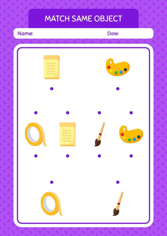 Match with same object game summer icon. worksheet for preschool kids, kids activity sheet vector