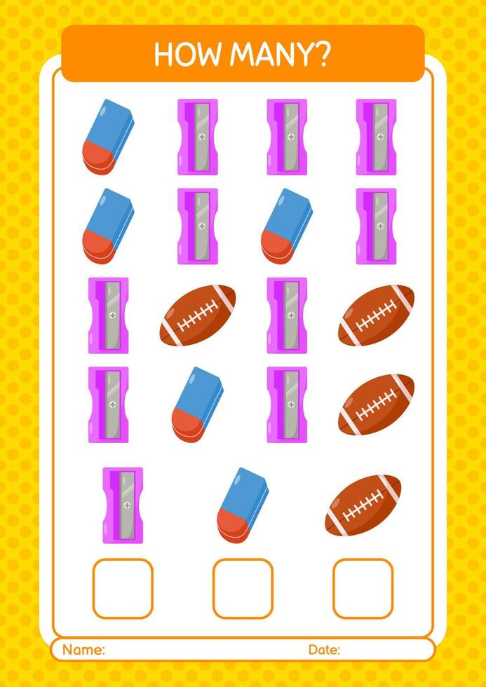 How many counting game with summer icon. worksheet for preschool kids, kids activity sheet vector
