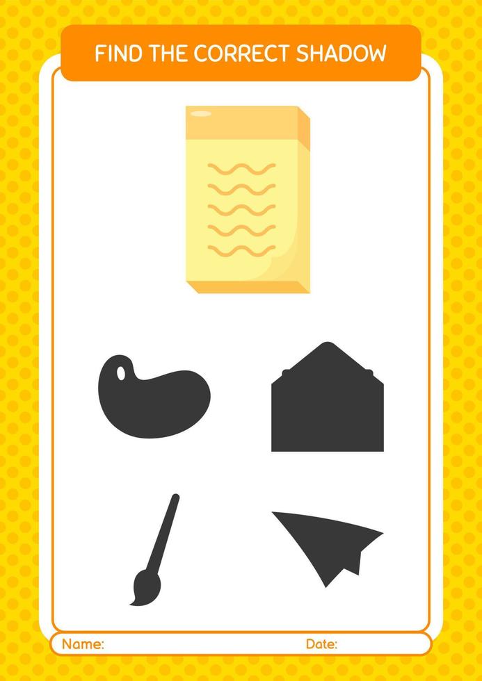 Find the correct shadows game with note. worksheet for preschool kids, kids activity sheet vector