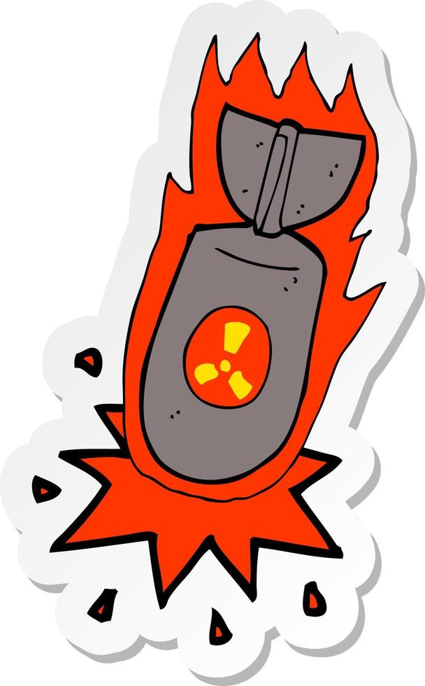 pegatina de una bomba atómica de dibujos animados vector